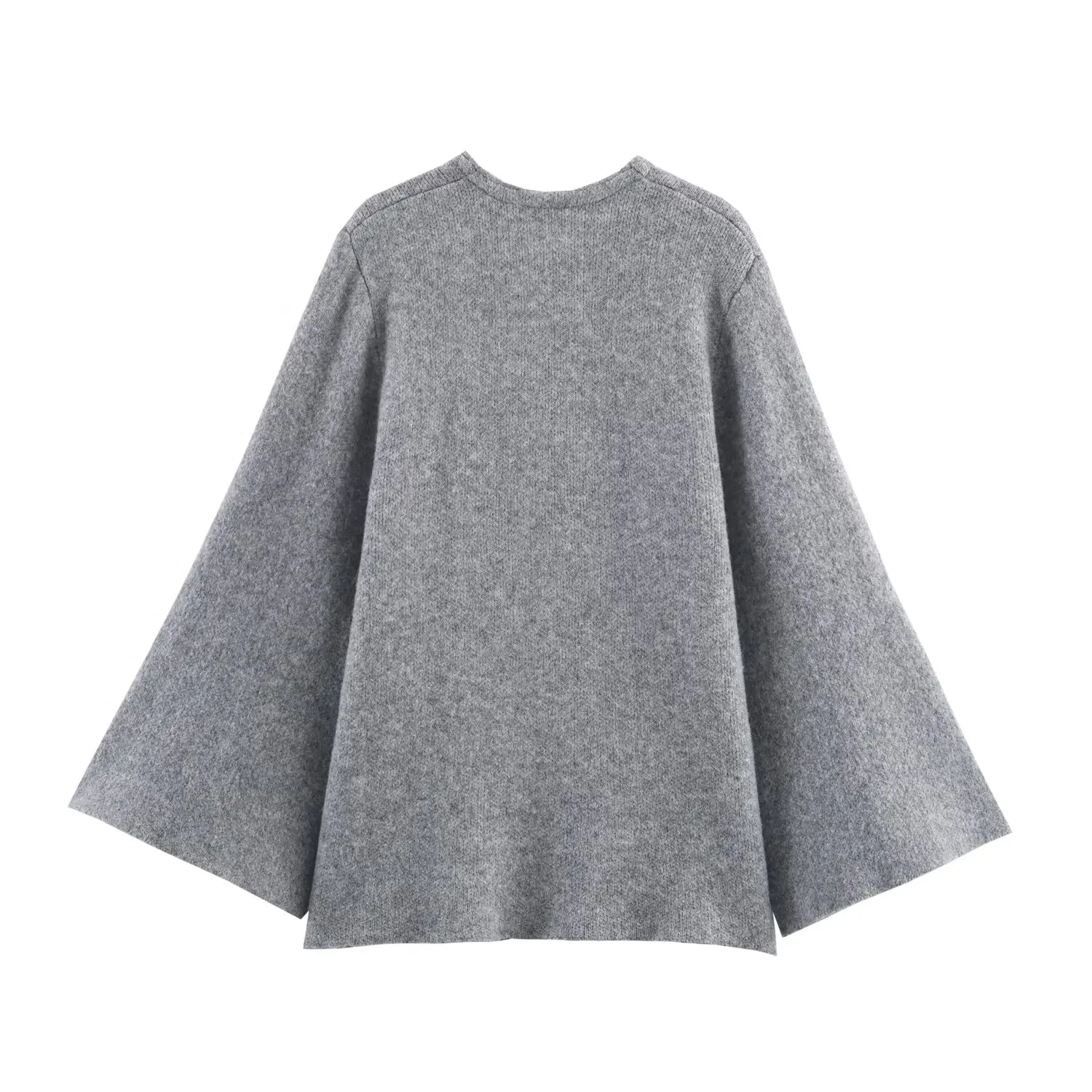 2025 New Women's Clothing: European and American Style Fashion Knitted Slit Loose Sleeve Round Neck Coat