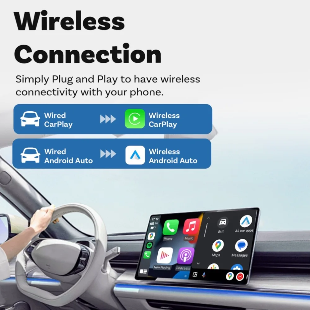 محول CarPlay لاسلكي صغير جدًا 2 في 1 من النوع C لهواتف iPhone وأندرويد أوتوماتيكي لاسلكي USB دونغل واي فاي التوصيل والتشغيل لشركة Hyundai #1