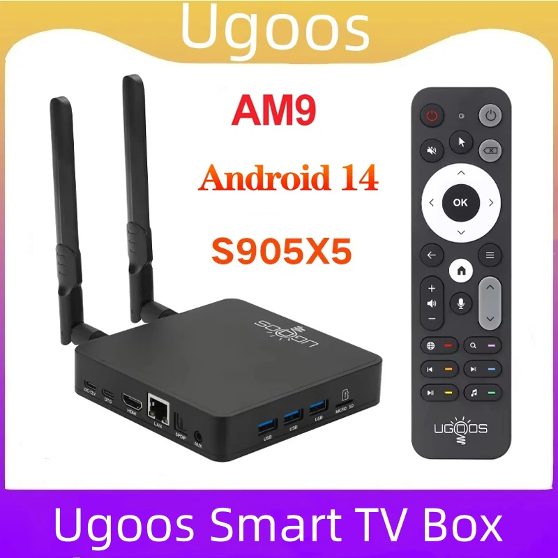 Оригинальная смарт-приставка Ugoos AM9 Android 14 Amlogic S905x5 LPDDR4X 4 ГБ 64 ГБ WiFi BT5.2 LAN 1000M с голосовым пультом дистанционного управления BT Top Box Оригинальная смарт-приставка Ugoos AM9 Android 14 Amlogic S905x5 LPDDR4X 4 ГБ 64 ГБ WiFi BT5.2 LAN 1000M с голосовым пультом дистанционного управления BT Top Box