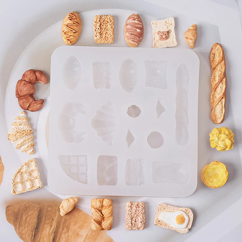 1Pcs Mini Bread Biscuit Cake Silicone Mould For Clay Food Mold DIY Kitchen Resin Accessories Toy Dollhouse Miniature Accessories