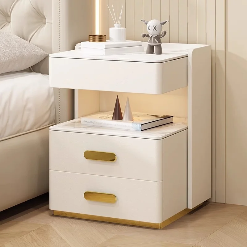

*9Smart Multifunctional side Table Light Luxury High-end Simple Modern Three-drawer Household room side Storage Solid