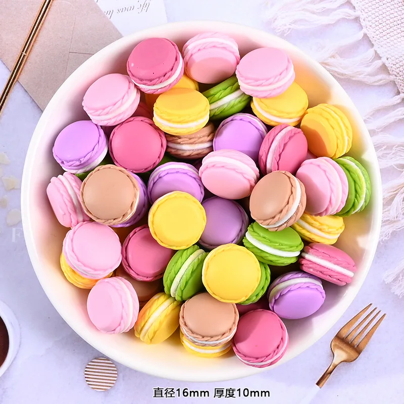 10pcs Colorful Macarone Resin Flatback Stone Figurines Scrapbook Dollhouse Fake Food Miniature DIY Craft Home Decor Accessories