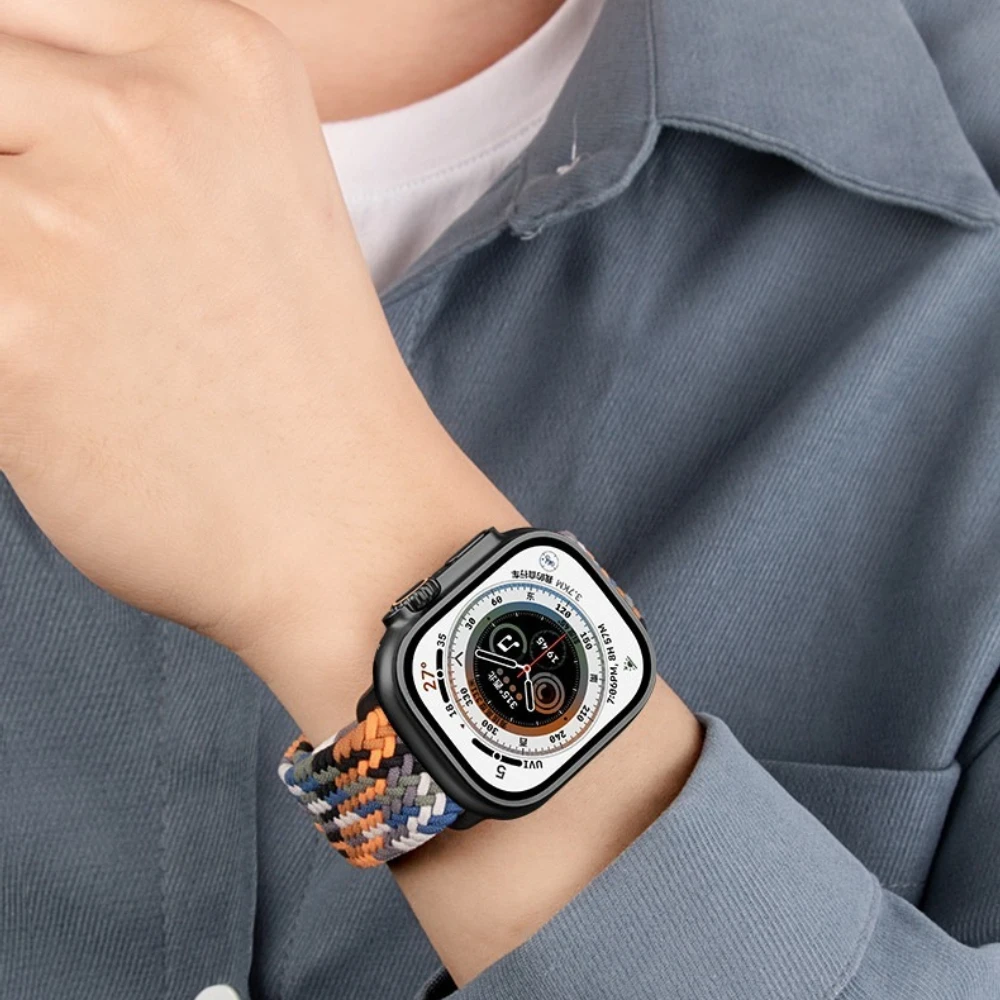 Nylon Braided Loop Band For Apple Watch Ultra 3 2 49mm 11 10 46mm 42mm 9 8 7 45/41mm Magnetic Strap iWatch 6 5 SE 44/40mm Correa image 6