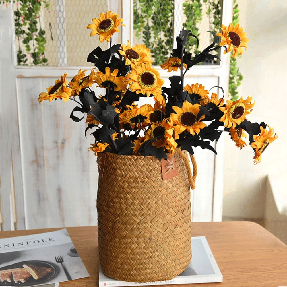 

Seagrass Woven Basket Straw Belly Storage Flower Plant Pot Vase Organizer with Handles for Laundry Picnic Grocery Storage Decor