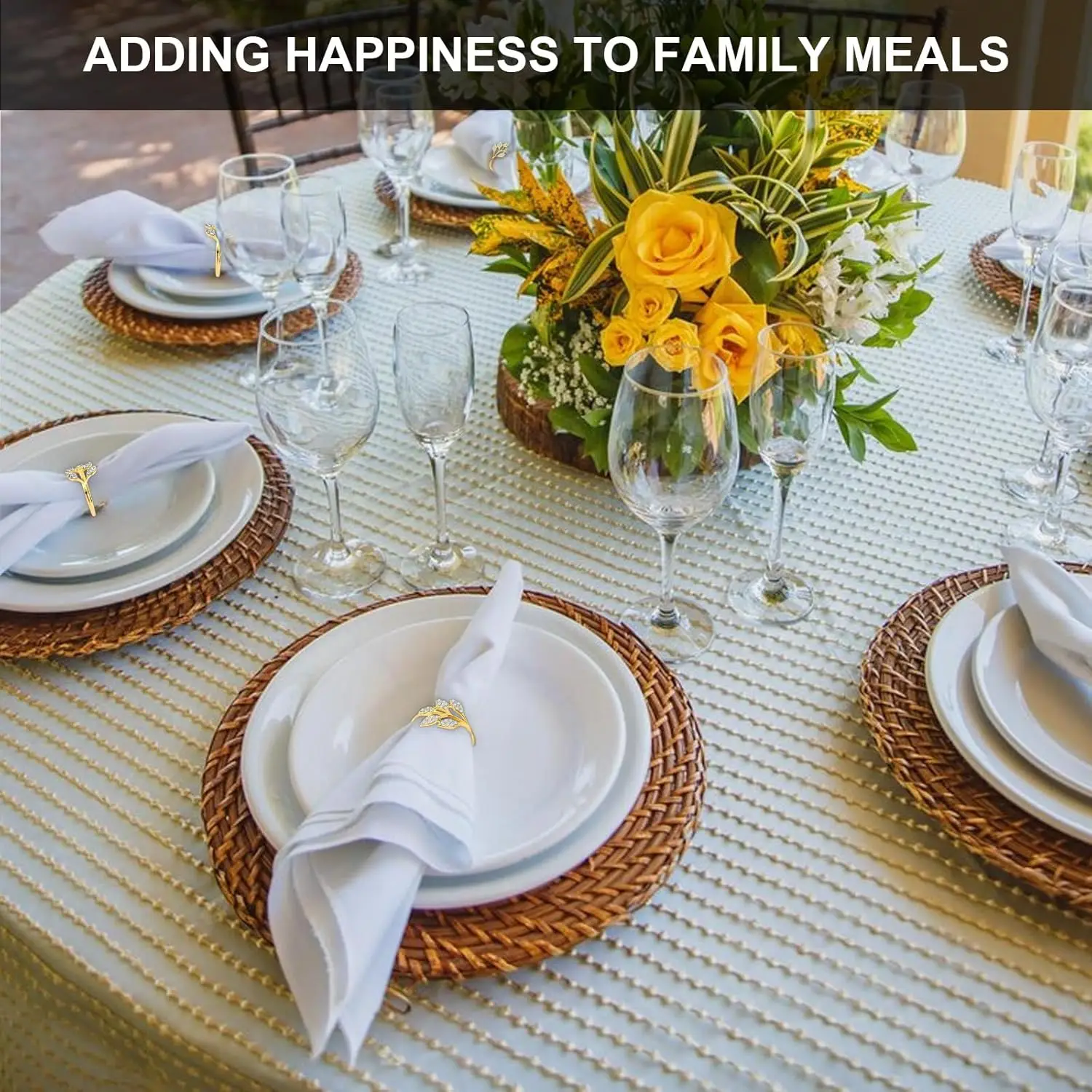 4-12PCS Green Leaf Rhinestone Napkin Rings Refined Dazzling Table Setting for Wedding Hotel Party Banquet Home Festive Dinner