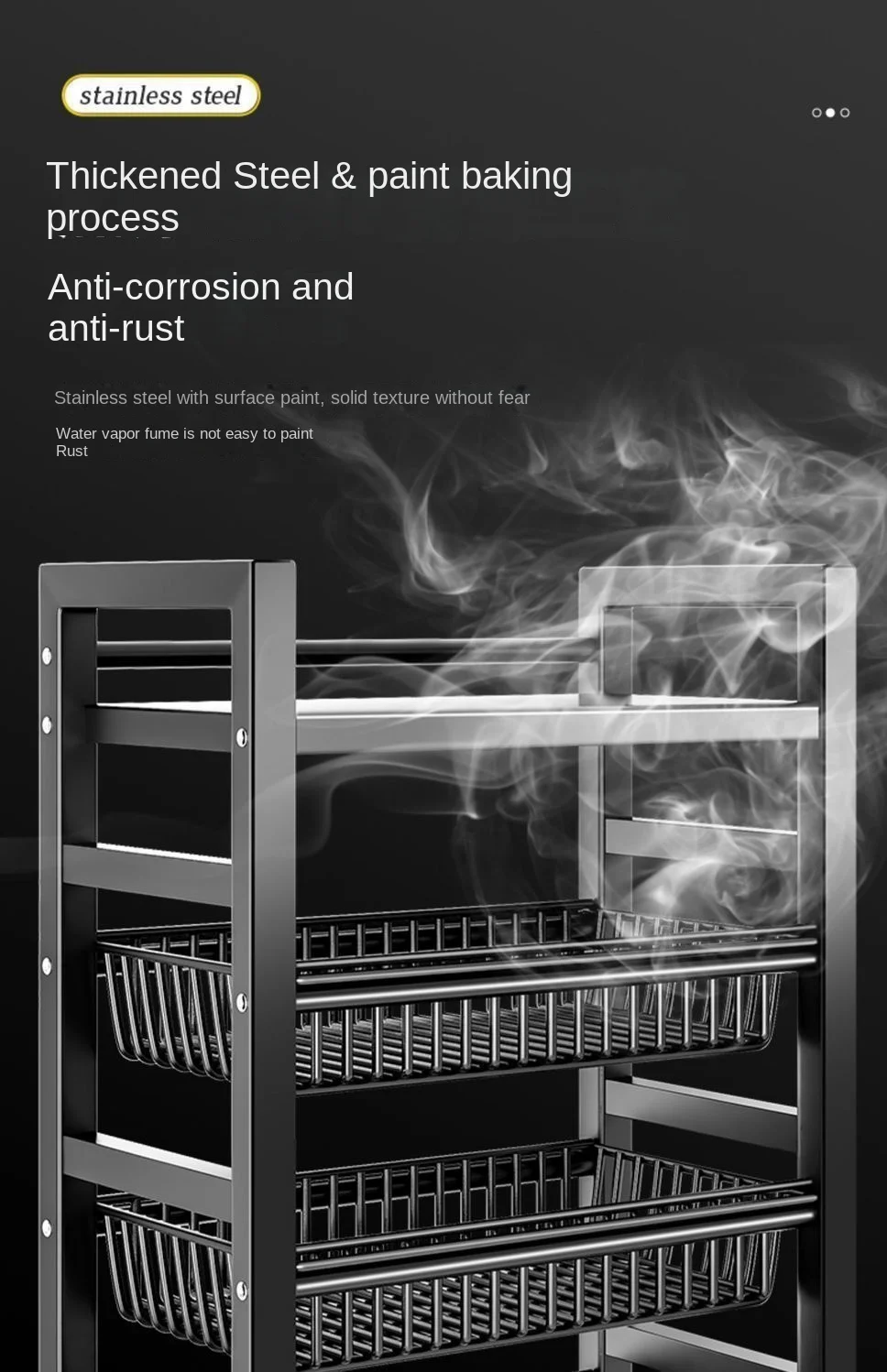 رف تخزين متنقل متعدد الأغراض، سلة شبكية قابلة للفصل، رف تخزين المطبخ، رف غرفة المعيشة والشرفة #4