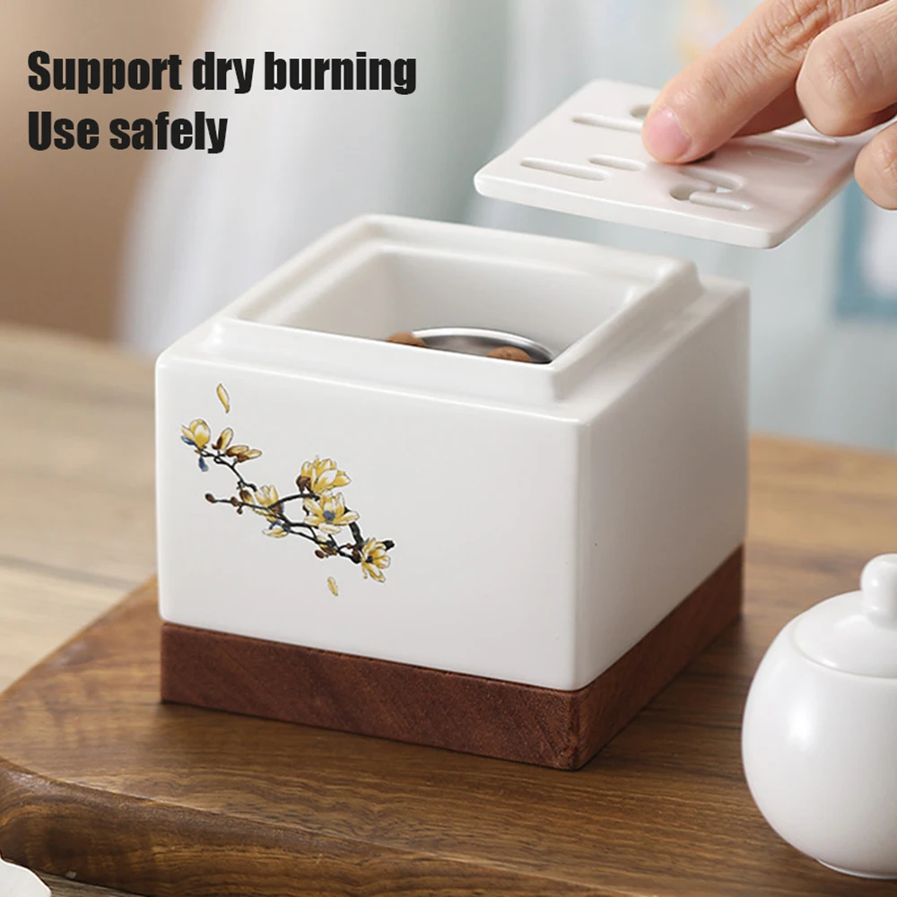 Magnolia Electronic Aroma Burner, Temperature regulation timing ceramic electric incense burner, Indoor fragrance ornament