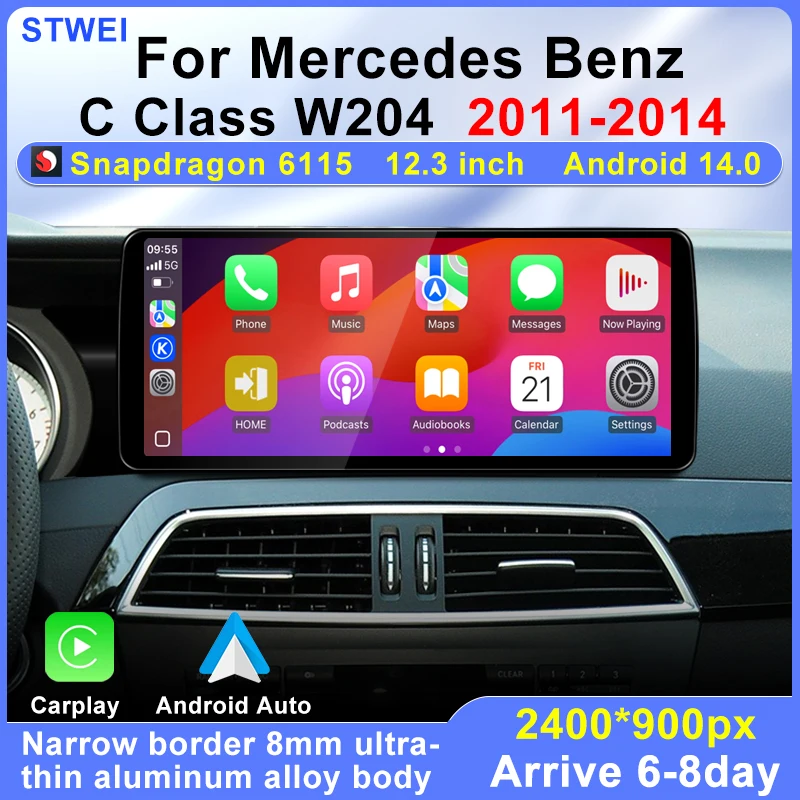 

Android 14 For Mercedes Benz C Class W204 2011-2014 12.3inch Car Radio Multimedia Player Wireless Carplay Android Auto GPS