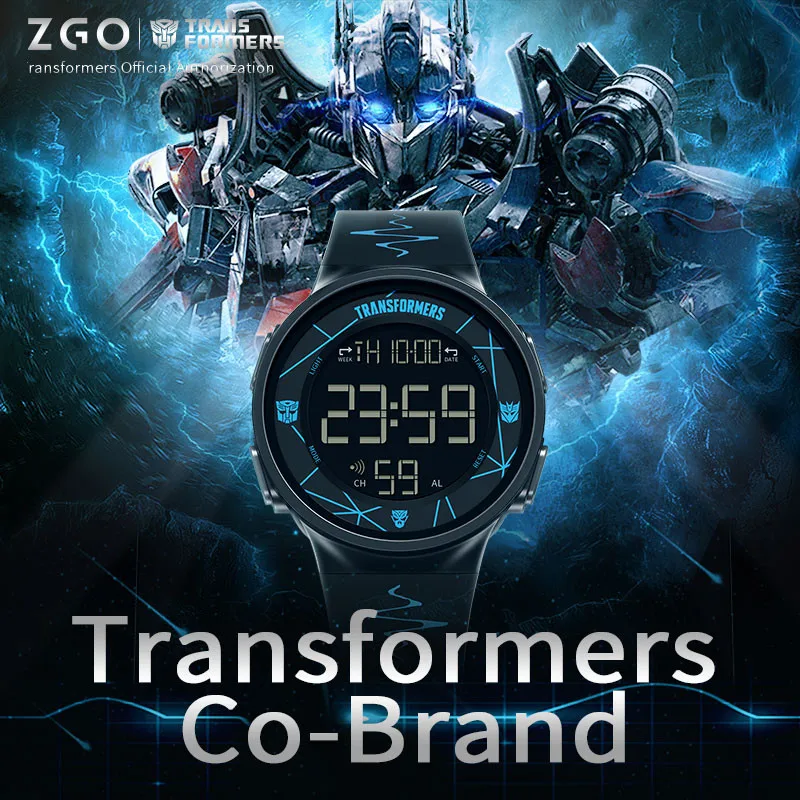 Электронные цифровые часы Zgo Transformers для мужчин, многофункциональные спортивные светящиеся водонепроницаемые умные часы, подарок для мальчика 8553