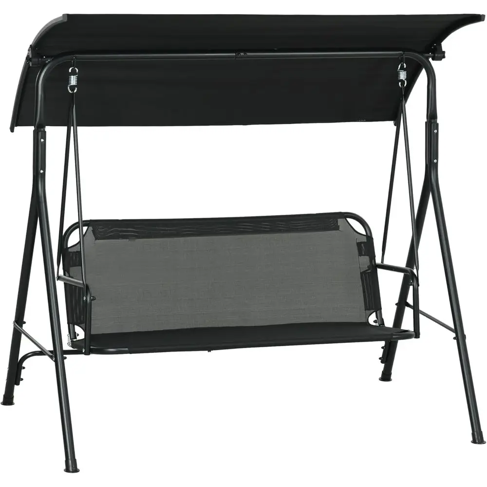 

Черное 3-местное уличное кресло-качалка с подушками, стальная подставка, регулируемое для патио, сада, бассейна, балкона, заднего двора