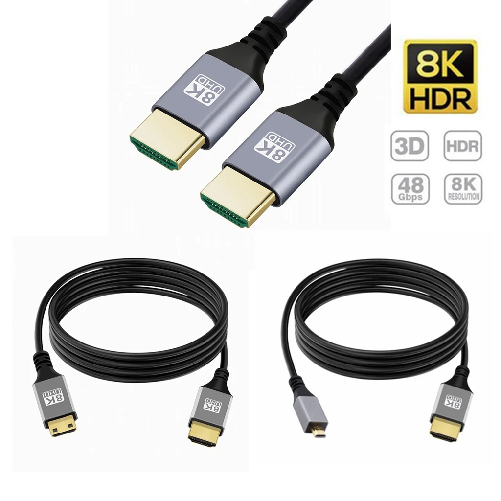 Micro Mini HDMI-Compatible to HD Cable 8K/60Hz for Raspberry Pi Zero Graphics Video Card Camera Camcorder 8K Mini HD 2.1 Cable