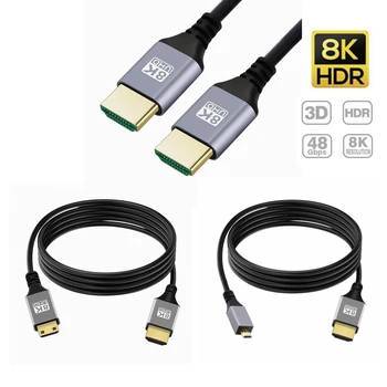 Mikro Mini HDMI-ahududu Pi için HD kablo 8K/60Hz uyumlu sıfır grafik ekran kartı kamera kamera 8K Mini HD 2.1 kablo