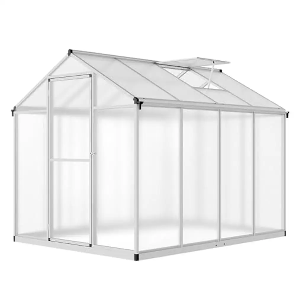 Aluminum Frame Polycarbonate Panel Greenhouse 6.25x8 Ft Stable Temperature & Humidity Walk-in Outdoor Ventilation Plants Growing