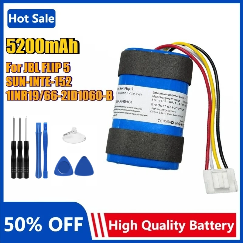 

5200mAh Replacement Battery ID1060-B for JBL Flip 5 Flip5 SUN-INTE-152 1INR19/66-2ID1060-B Portable Bluetooth Speaker Batteries