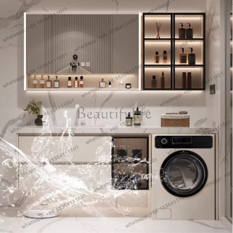 YJ combination rockslab bathroom cabinet toilet washstand Luxury furniture Modern simple balcony washing machine integrated cabi