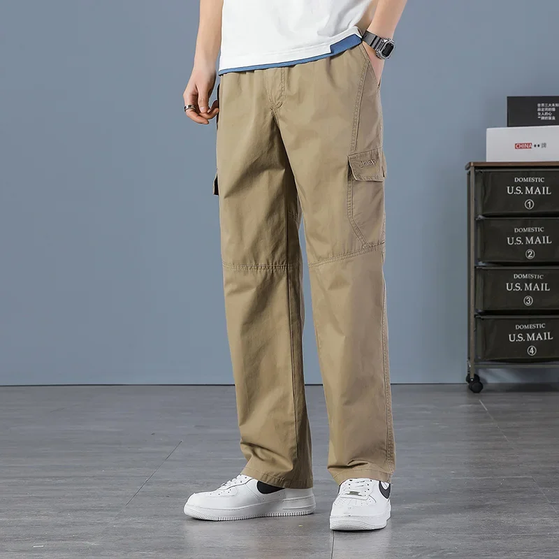 

Men's Pants Large Size Big Plus Casual Men Elastic Waist Multi Pocket Long Baggy Loose Straight Cargo Jogger Trousers Male 6XL