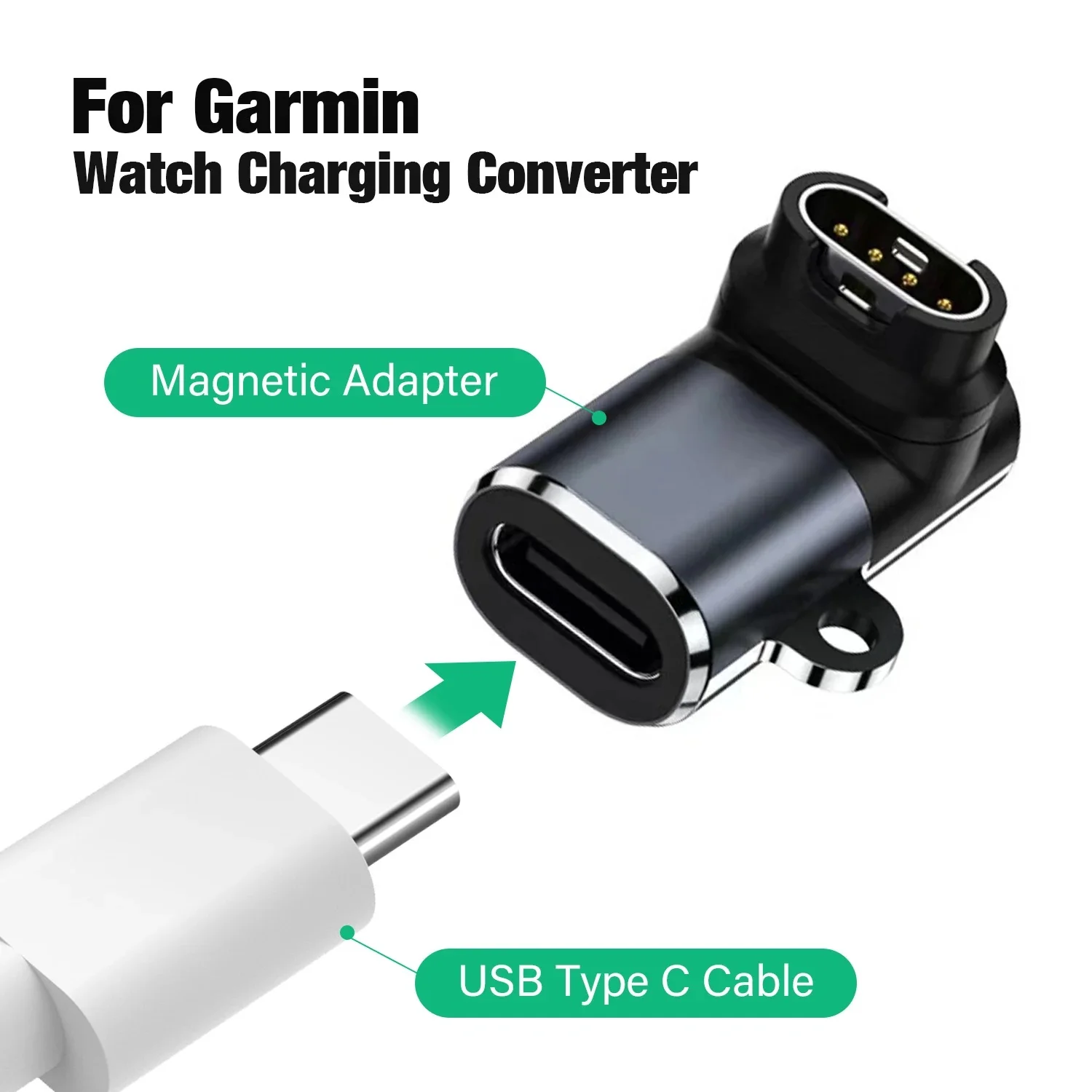 Type C/Micro/IOS USB to 4pin Charger Adapter Connector for Garmin Fenix 7/6/5/7X/6X/5X/ Venu 2 plus Watch Charging Converter