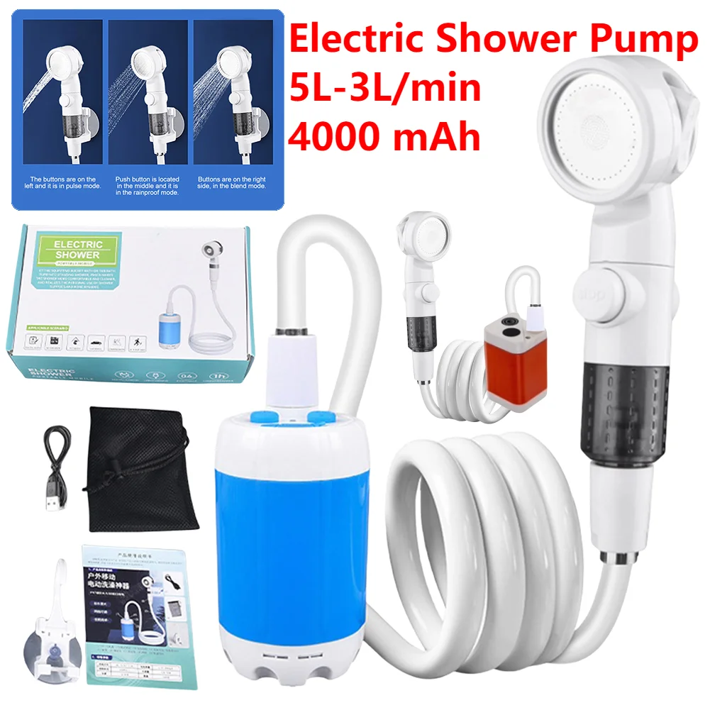 

Portable Camping Shower with Digital Display Outdoor Camp Shower Pump 4000mAh Wireless Pumps Water Sprayer for Camping Travel