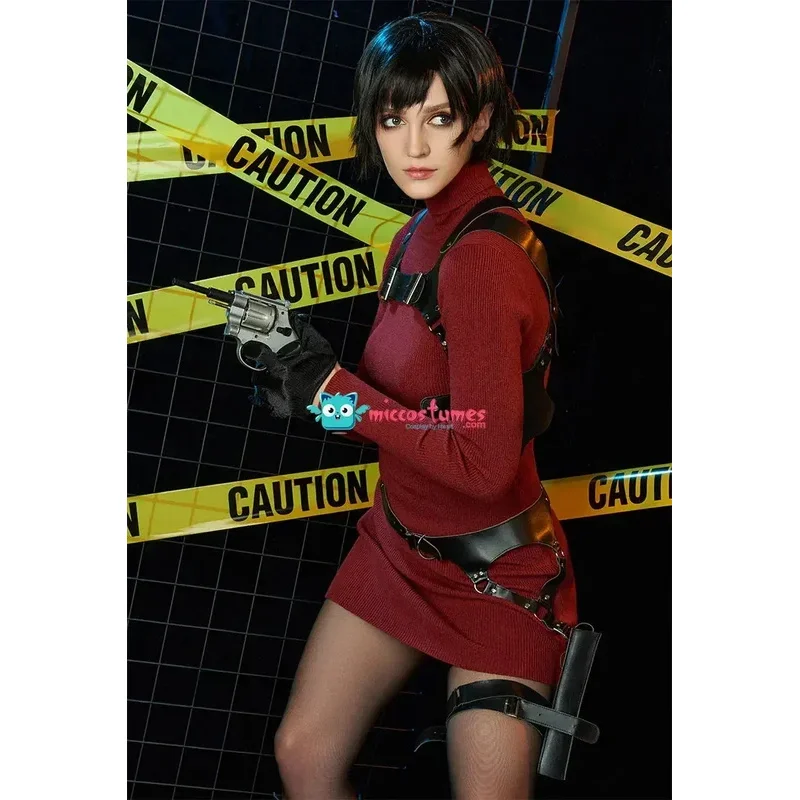 Новая модель костюма Miccostumes для женщин, костюм Ады Вонг для косплея, комплект свитера и платья с перчатками