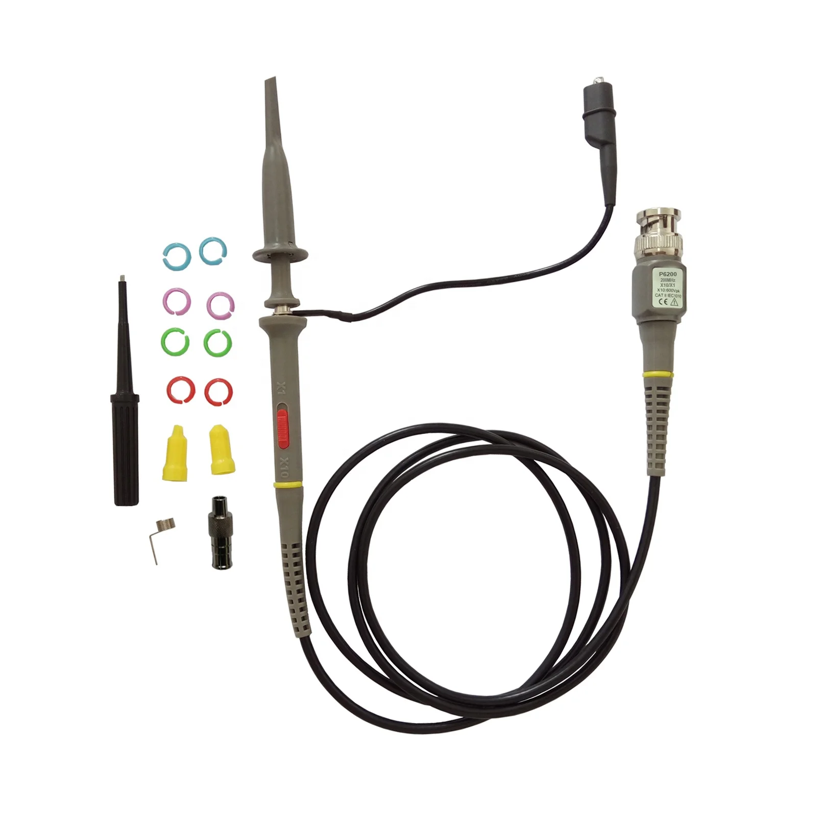 Oscilloscope Probes 200 MHz with Accessories Kit P6200 High Sensitivity Oscilloscope Clip Probe 10x Switchable with Mini Alligat