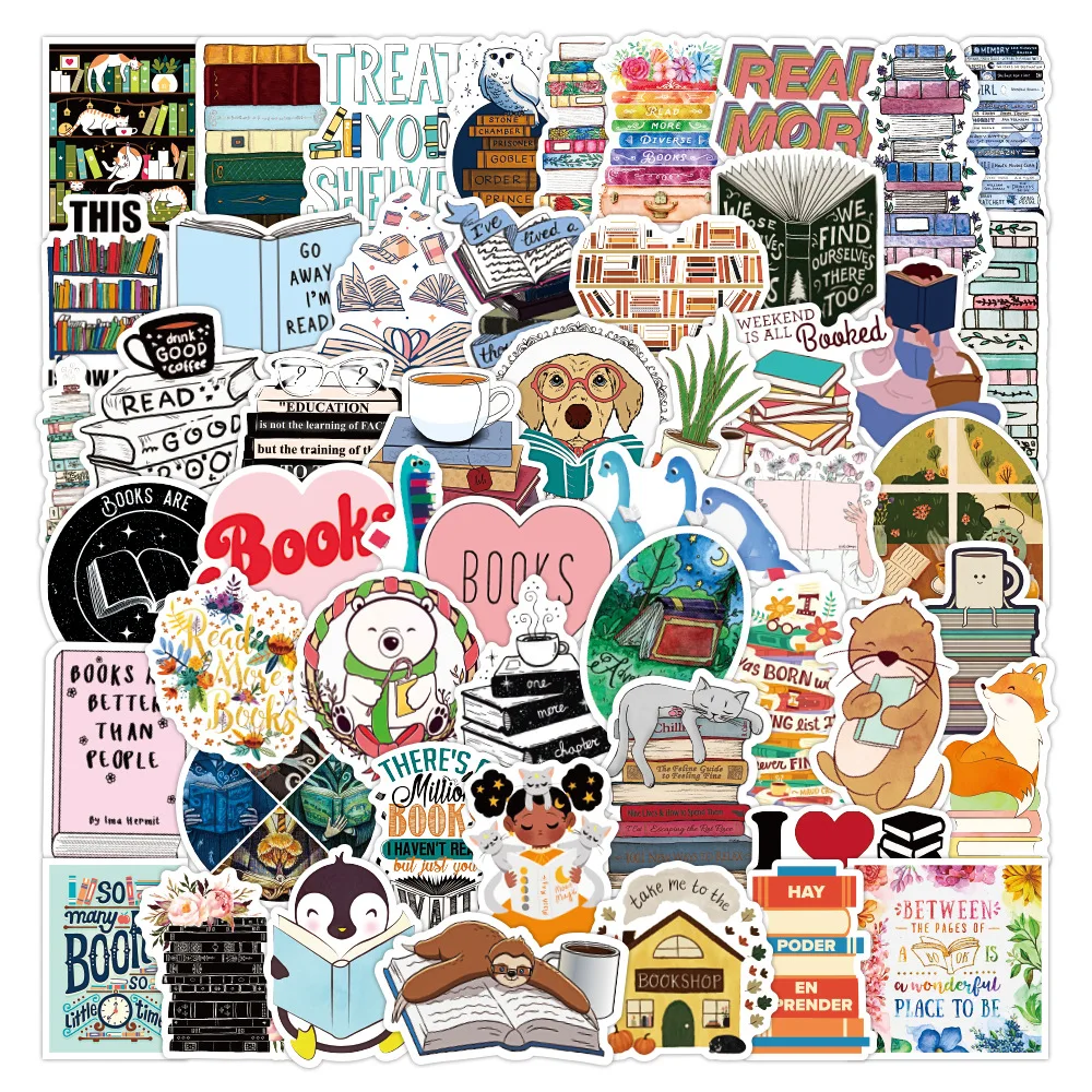 50PCS Cartoon Reading Book Sticker Graffiti iPad Luggage Notebook Car Computer Pattern Scrapbook Toy Decoration