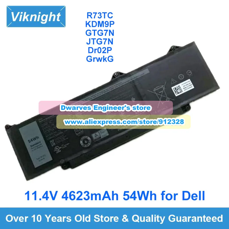 Genuine R73TC Battery KDM9P GTG7N JTG7N 11.4V 4623mAh 54Wh for Dell Latitude 3340 3440 3540 2-in-1 5540 5440 Precision 3480 3580