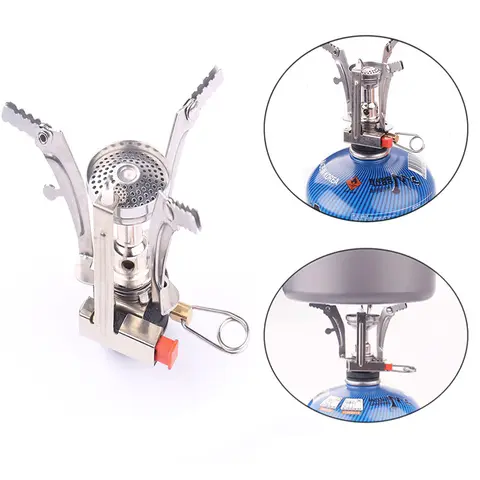 Outdoor Gas Stove Camping Burner Portable Mini Titanium Stove Survival Furnace