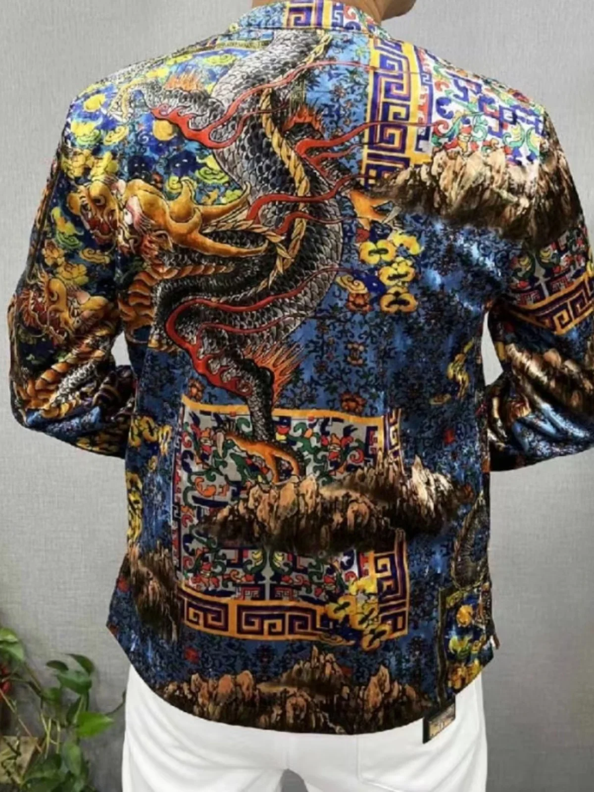 

Men's Faionable Comfortable High-Quali Embroidered Buttoned Tang Suit Jaet Autumn Spring Seasonal Long Sve Slim Fit Top