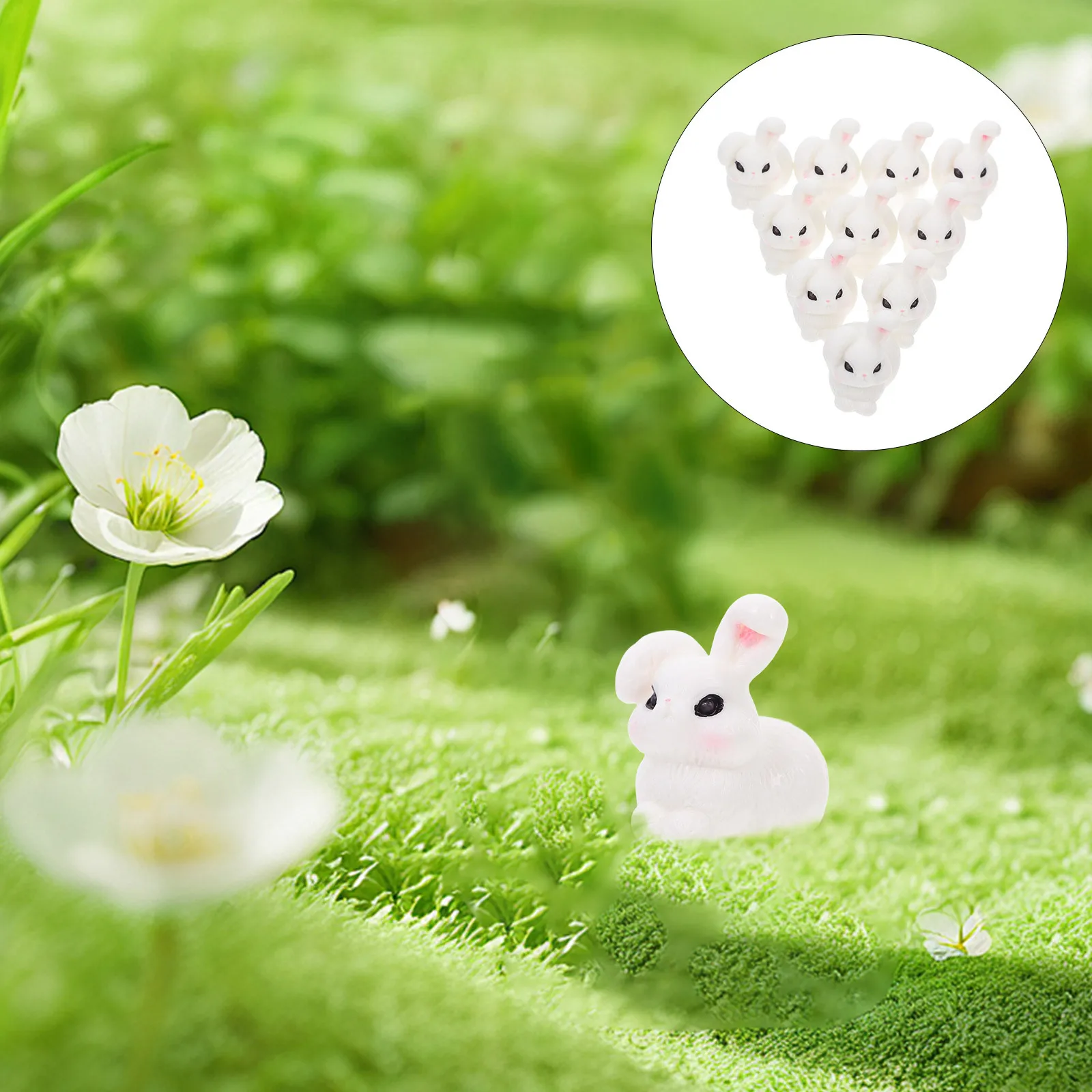 

10Pcs Miniature Bunny Resin Ornaments Cute Cartoon Desktop Decoration Garden DIY Small Animal Home Adornments Miniature Bunny