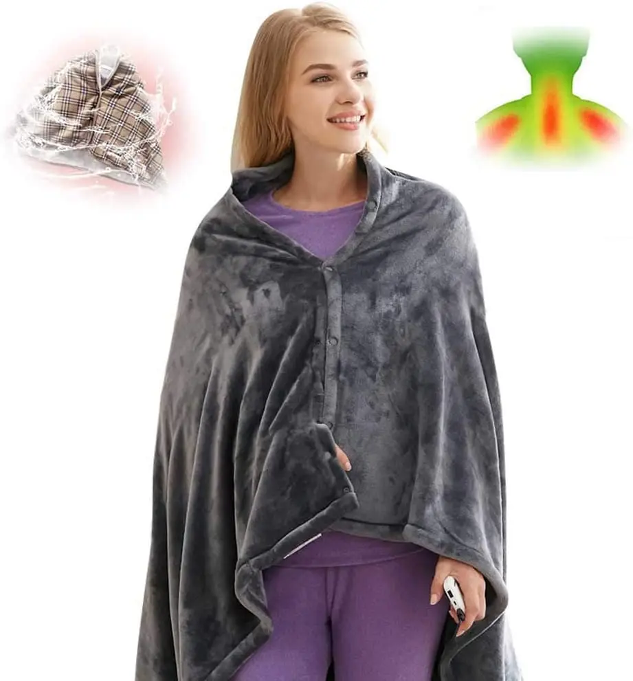 

Electric Heated Shawl Blanket Battery Operated USB Cordless Wrap for Women with Auto Shutoff Throw Flannel Cape for Car Office