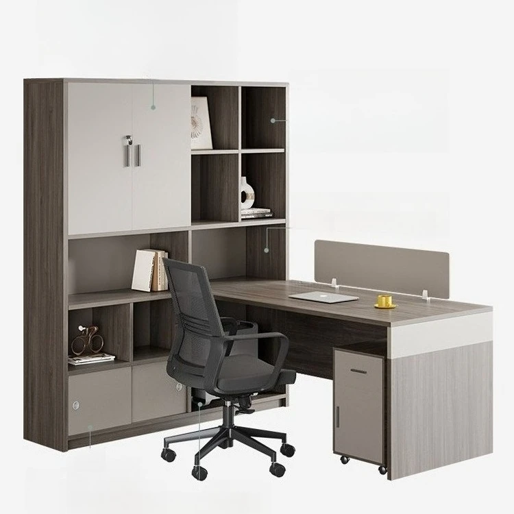 

Simple Modern Desk Double/Quad 2-person Staff Desk Supervisor with High Cabinet Accounting and Finance Room Light Luxury Desk