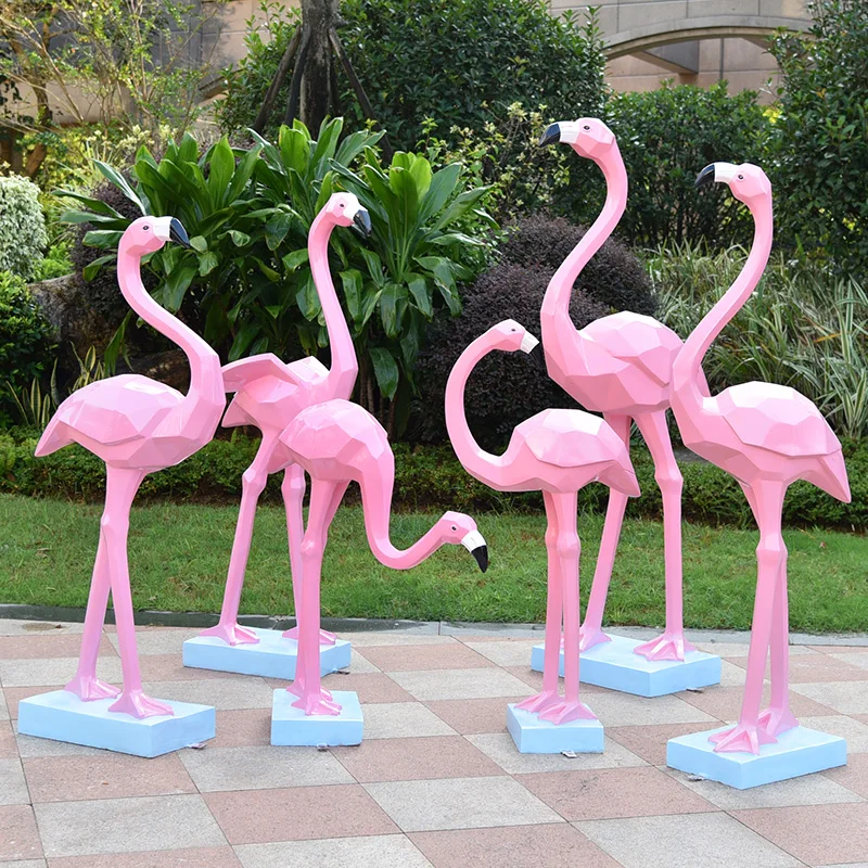 Simulation Animal Geometry Flamingo Ornament GRP Sculpture