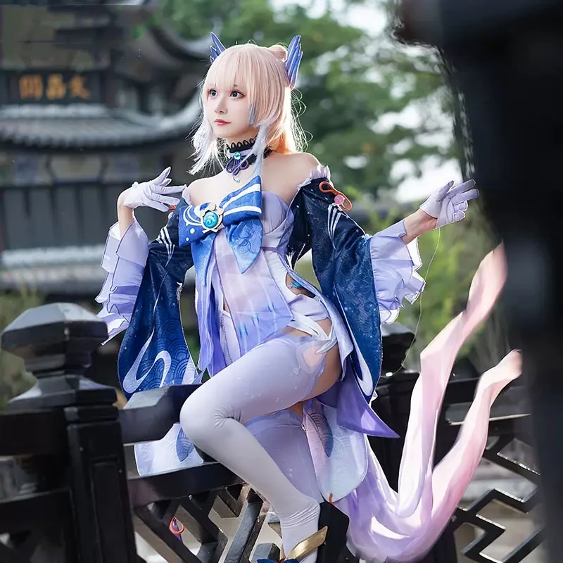 COS Genshin Impact Anime Games Witch Cosplay Sangonomiya Kokomi Costume Sexy Women Kimono