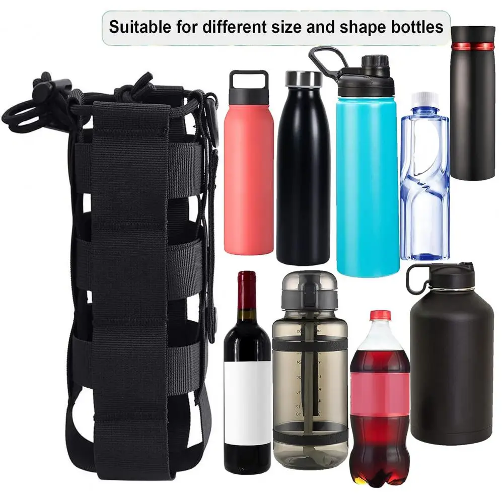 Water Bottle Bag Durable Water Bottle Pouch with Adjustable Drawstring Molle Holder Bag for Outdoor Sports Waterproof Wear