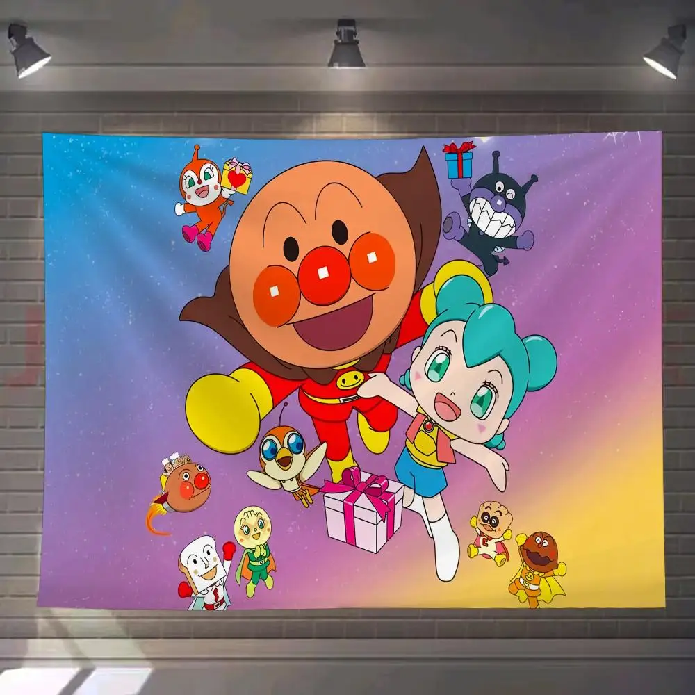 A-Anpanman Anime Cute Tapestry Custom Living Bedroom Party Dormitory Interior Wall Bohemian Decoration Attached Clip