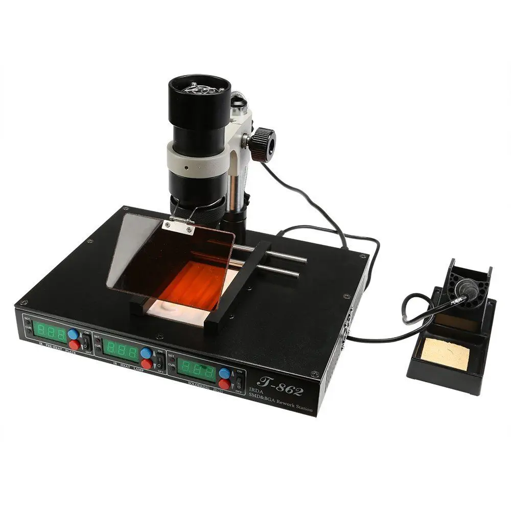 New Soldering Iron PUHUI T-862 IRDA SMD BGA IR Rework Station Rework Machine Soldering Welder Infrared SMT Welder Repair Machine