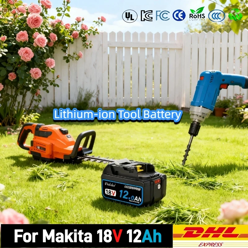 

18V 12.0Ah Tough Rechargeable Li-ion Battery - Works for Makita 18V Power Tools, Durable Build & Long-Term Stable Power Supply