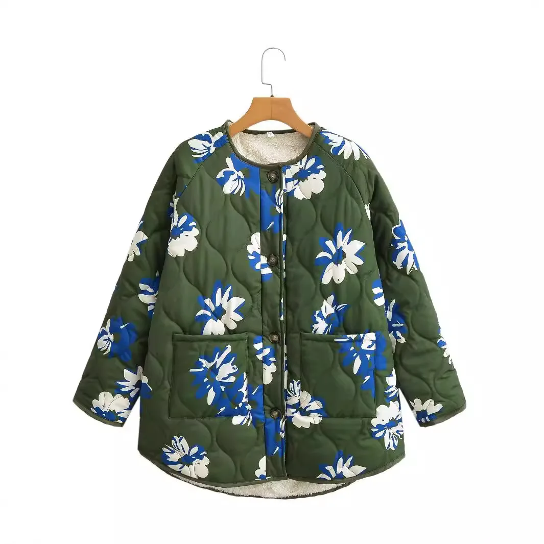 

Женская двусторонняя хлопковая верхняя одежда с цветочным принтом, повседневная осенняя мода, уличный стиль, оптовая продажа, новые поступления