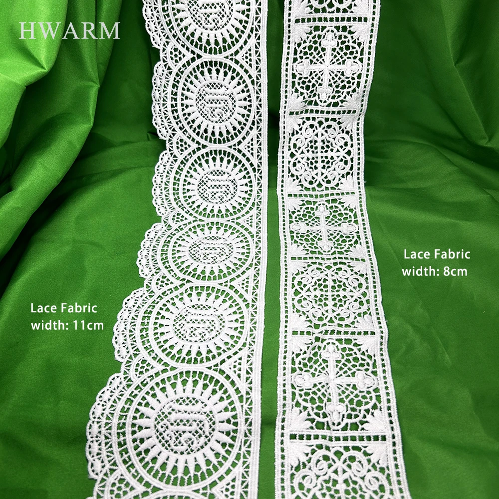 HWARM 10Yard Cross JHS Jesus Lace Fabric DIY New Embroidered Clothes Table Runner Skirt Curtain Dress Sewing Trim Accessories