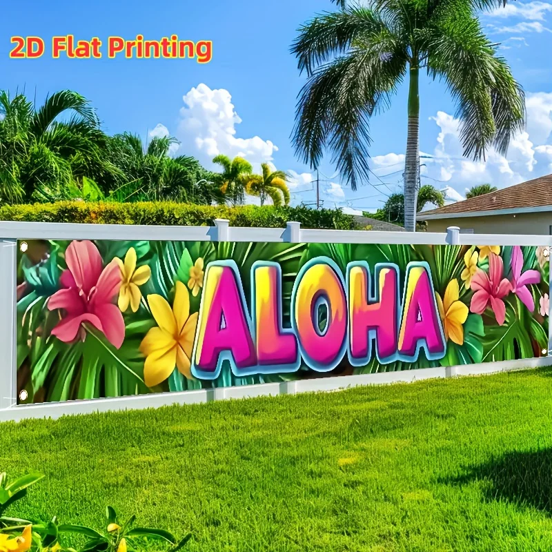 Banner Floral Tropical Havaiano VIKAMA para Decoração de Jardim, Cerca e Fundo de Festa de Verão