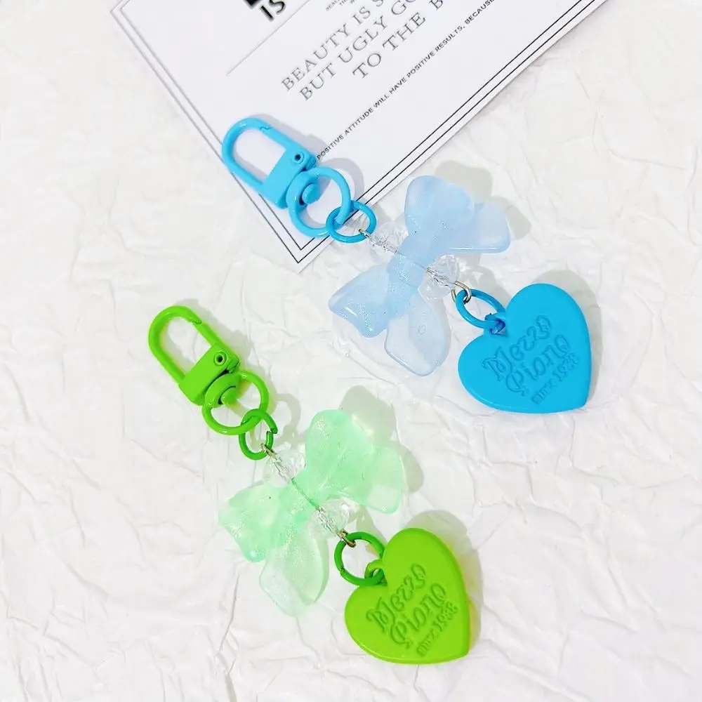 Plastic Heart Bow Keychain Phone Strap Anti Lost Glow Bow Phone Chain Trinket Y2K Aesthetic Love Phone Charm Creative Gift