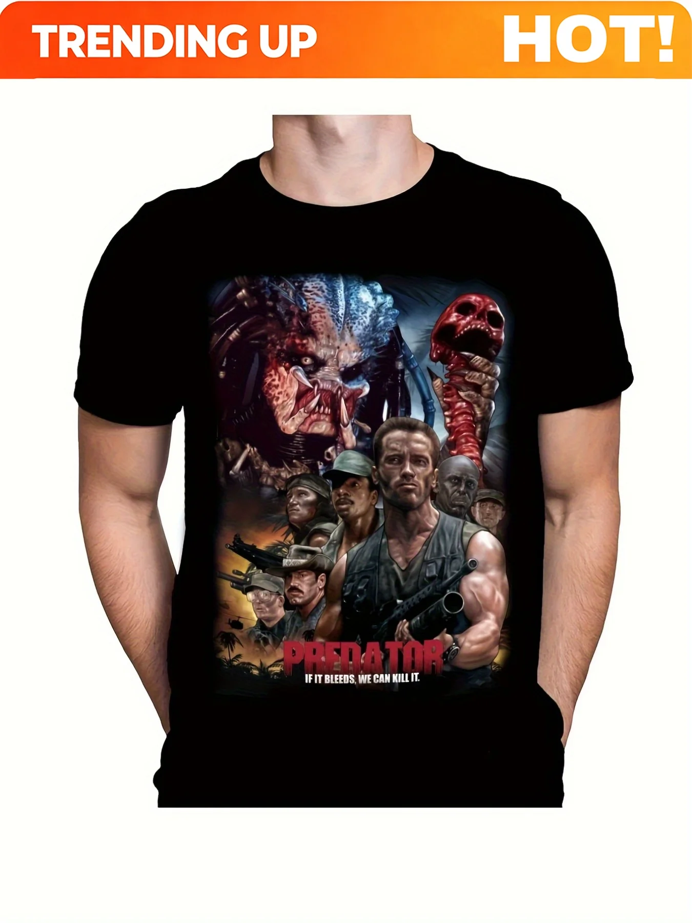 The Predator T-Shirts | Science Fiction Action Film Tee, Fashionable Short Sleeved, Casual Style, Regular Fit, Crew Neck, Medium
