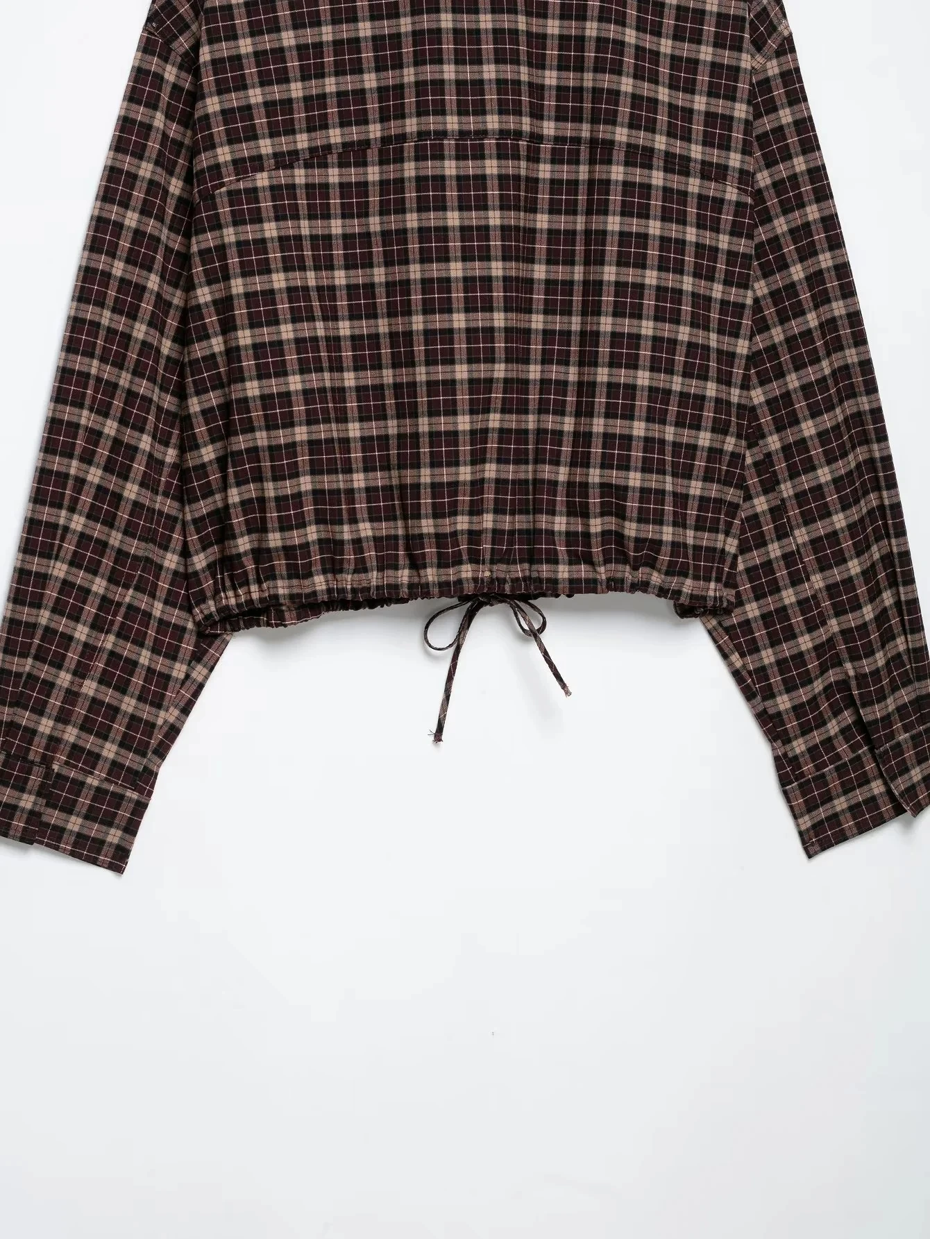KONDALA Lässiger Chic Damenanzug, Karierter Stehkragen, Langarm, Reißverschluss, Kurzer Mantel, Faltenrock, Shorts, Mode 2026 Herbst-Urlaubsset – Detail 15