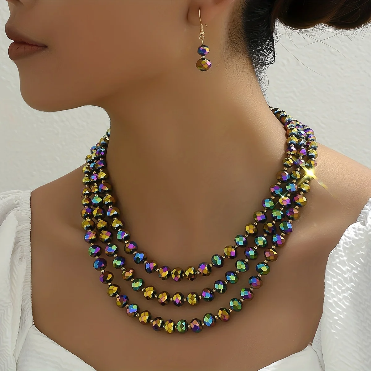 1 necklace +1 pair of earrings, Boho style jewelry set, fashion match, party date gift for girlfriend!
