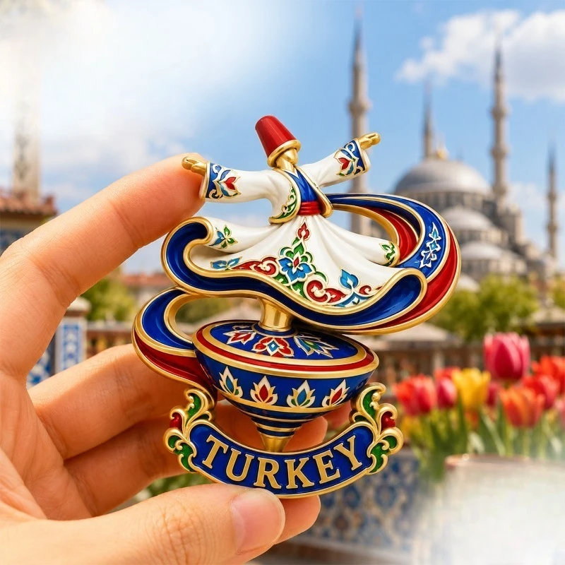 Turkey Whirling Dervish Fridge Magnet - Mystical 3D Sufi Souvenir Unique Middle Eastern Gift for Travel & Spiritual Decor