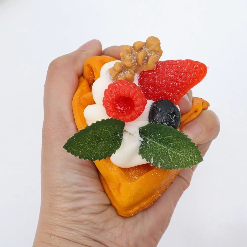 Hand Relax Simulation Bread Squeeze Slow Rebound Food Shape Waffle Bread Squeeze PU Soft Sensory Fidget Birthday Gift