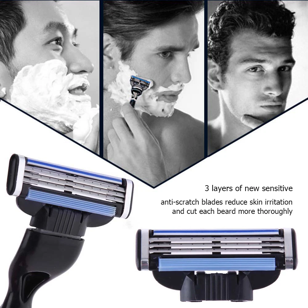 8-48PCS Stainless Steel Blade Sharp 3 Layer Men\'s Classic Razor Blade for Gillette Mach 3 Manual Razor Vintage Water Wash Razor