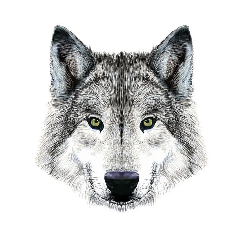 2D Flat Wolf Head Vinyl Sticker 1Pc, Waterproof UV Resistant, for Car Bumper Scratch Cover Decor, Holiday Gift