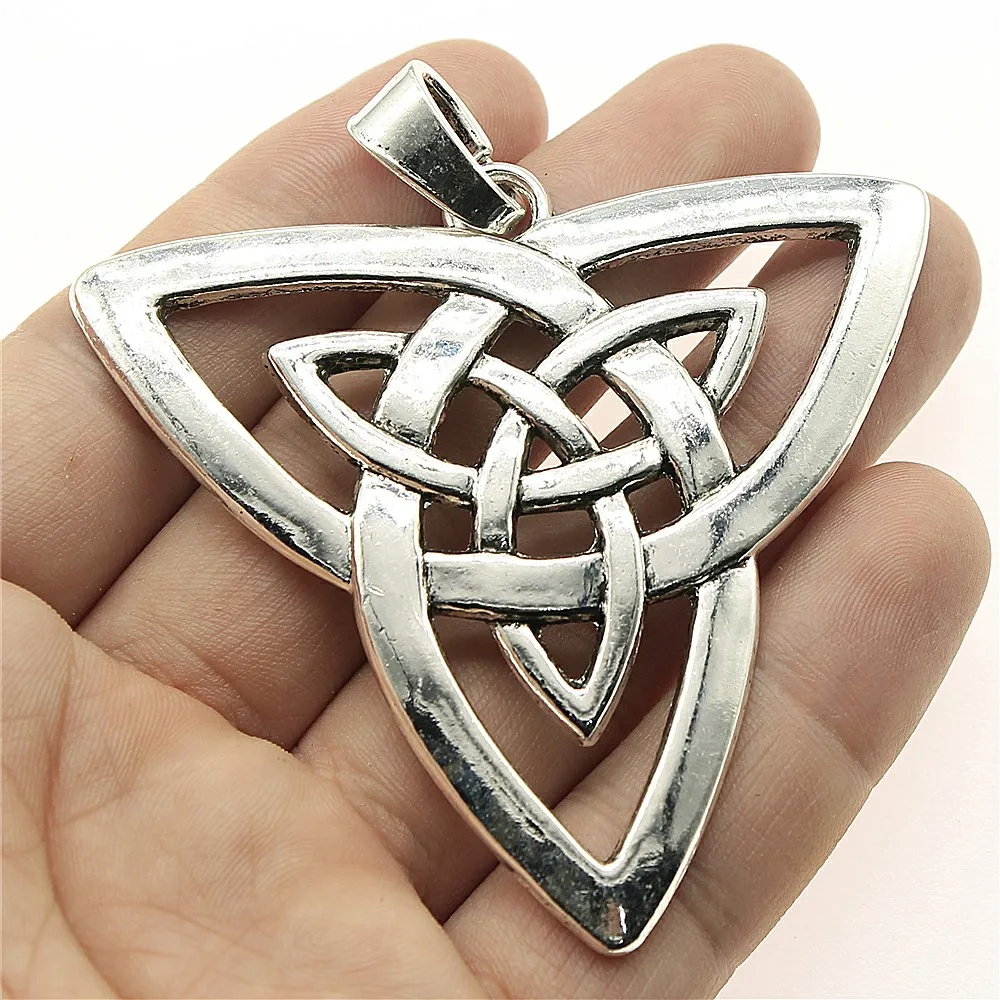 WYSIWYG 1 sztuk 65x68mm duży podwójny Triquetra Amulet urok tworzenia biżuterii Triquetra Charms urok Triquetra Symbol