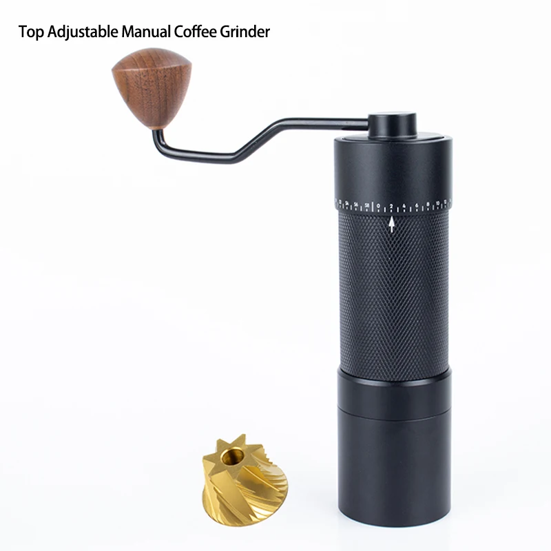 Tragbare Handkaffeemühle mit 7-Sterne-Titanmahlwerk, externer Einstellung und kompaktem Design – Manuelle Kaffeemühle